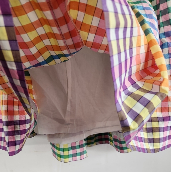 J.Crew Matching Set Button-Front Tank Top Tie-Front Midi Skirt Rainbow Gingham 6 - Picture 15 of 16